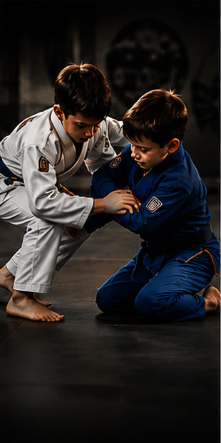 Turma infantil de jiu-jitsu na Fit Way Club